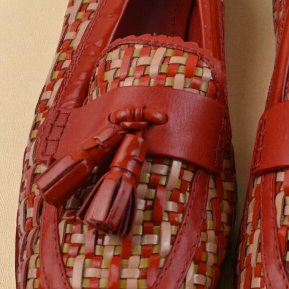 Tory Burch Careen Loafers | Size 7.5 Red & Tan - Picture 2 of 6